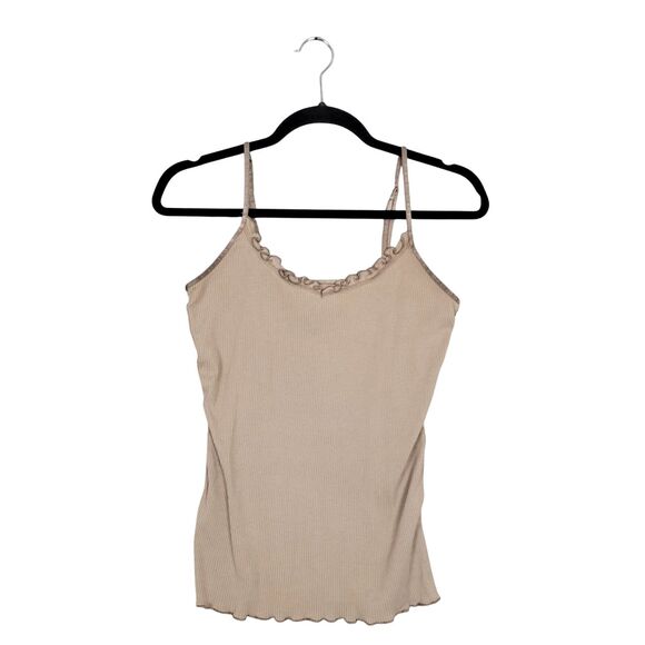 GAP Brown Y2K 2000s Lettuce Trim Fitted Ribbed Cami Fairy Camisole SIZE MEDIUM - Picture 1 of 12